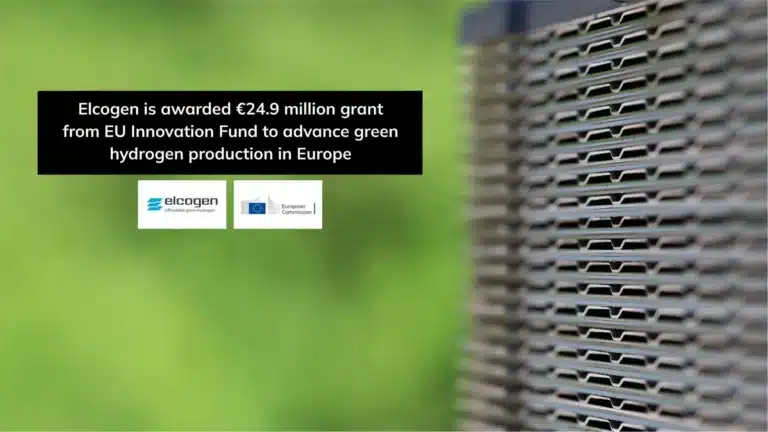 Elcogen is awarded for €24.9 million grant from EU Innovation Fund to advance green hydrogen production in Europe